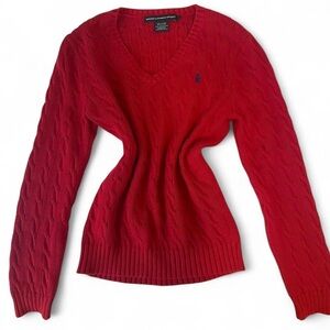 Vintage Ralph Lauren Red V-Neck Sweater